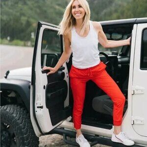 ZYIA Active Everywhere Red Ankle Zipper Jogger Pants-XXS